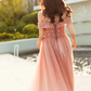 Beautiful Pink Tulle Gradient Beaded Off Shoulder Party Dress, Pink Prom Gown    cg13081