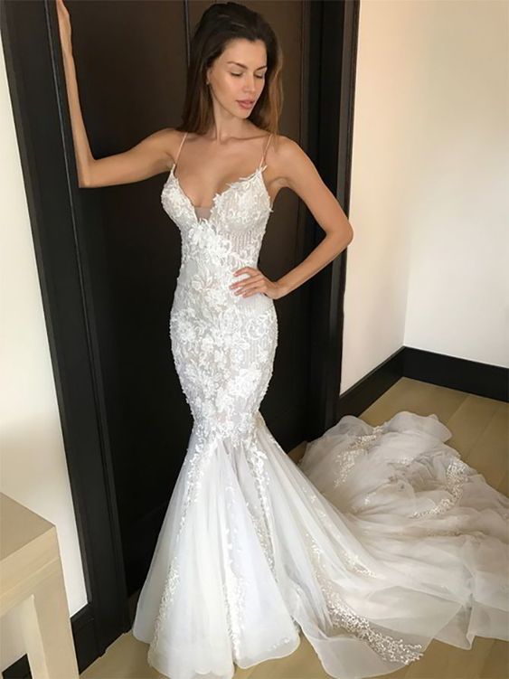 A-line Straps Mermaid Prom Dress, Sexy Prom Dress   cg13573