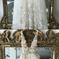 WHITE V NECK TULLE LACE LONG PROM DRESS, WHITE EVENING DRESS  cg1410
