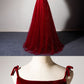 Sparkly Tulle Long Prom Dress A Line Spaghetti Straps Burgundy Prom/Evening Dress  cg1433