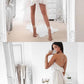 Modern A-Line Spaghetti Straps Criss Cross White High Low Homecoming Dress With Pleats cg1453