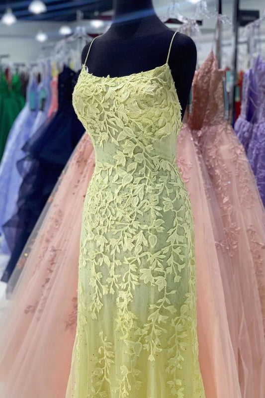 Yellow Straps Mermaid Long Prom Dress Formal Dress   cg14810