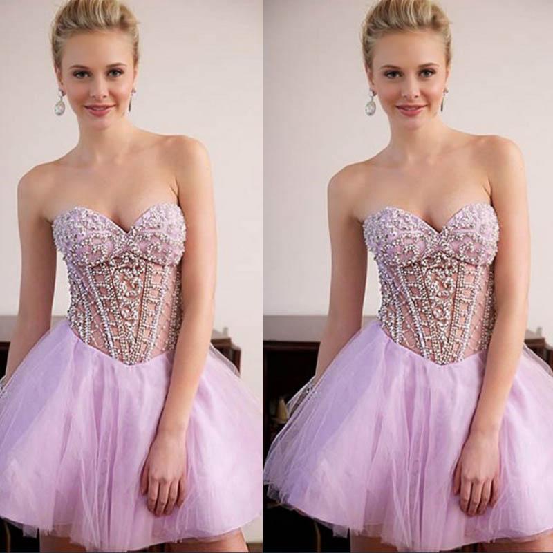 Unique Sweetheart Beading Short A-Line Tulle Homecoming Dresses, Graduation Dresses cg1527