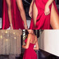 sexy straps deep v neck red long evening dress with slits, party dress, formal prom dress cg1567