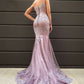 Trumpet/Mermaid Applique Satin Spaghetti Straps Sleeveless Court Train long prom dress evening dress    cg15836