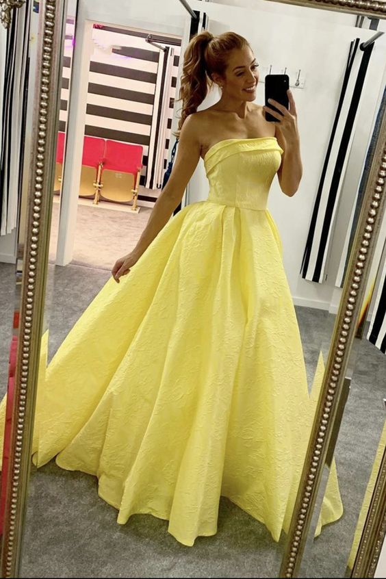 Yellow long prom dress yellow evening dress    cg15852