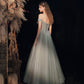 SHINY TULLE SEQUINS LONG PROM DRESS GREEN EVENING DRESS    cg15864