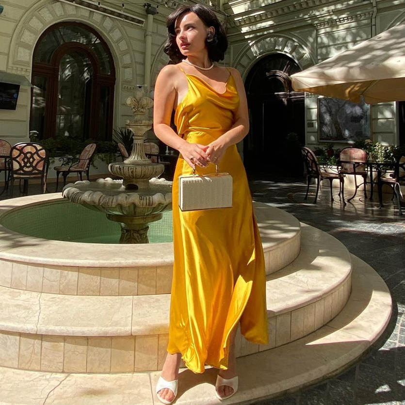 Mermaid Yellow Long Prom Dress with Slit   cg15873