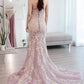 HALTER NECK MERMAID LACE PROM DRESSES OPEN BACK   cg15909