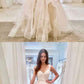 SIMPLE LIGHT CHAMPAGNE TULLE LONG PROM DRESS, TULLE EVENING DRESS cg1670