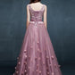 Pink prom dress, lace evening dress, long prom dress cg1702