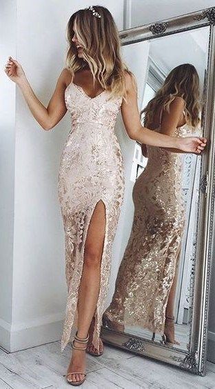 Charming Backless Prom Dress, Sheath Spaghetti Straps Floor-Length Champagne Lace Prom Dress cg1756
