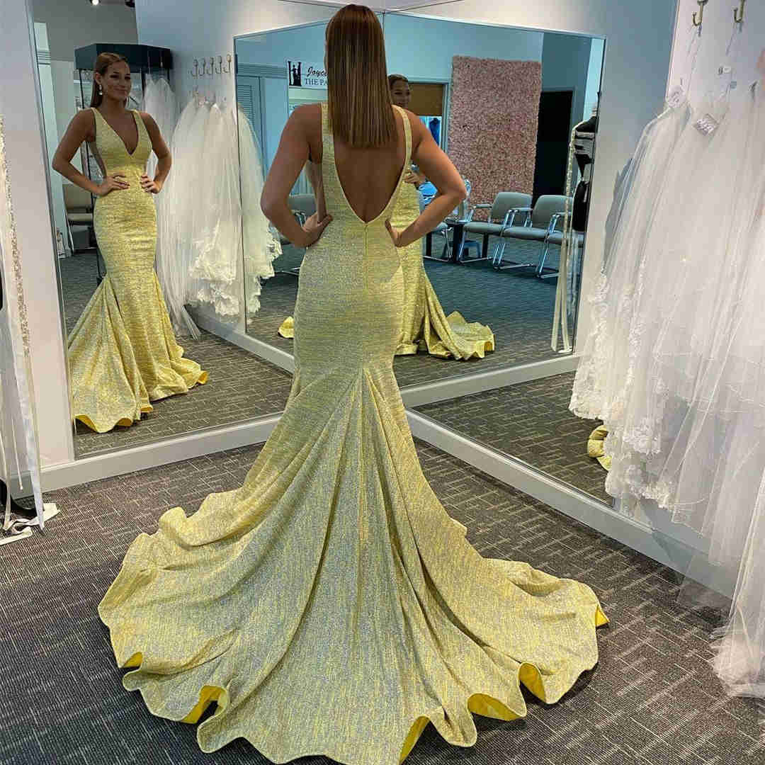Stunning Yellow Mermaid Prom Dress   cg18263