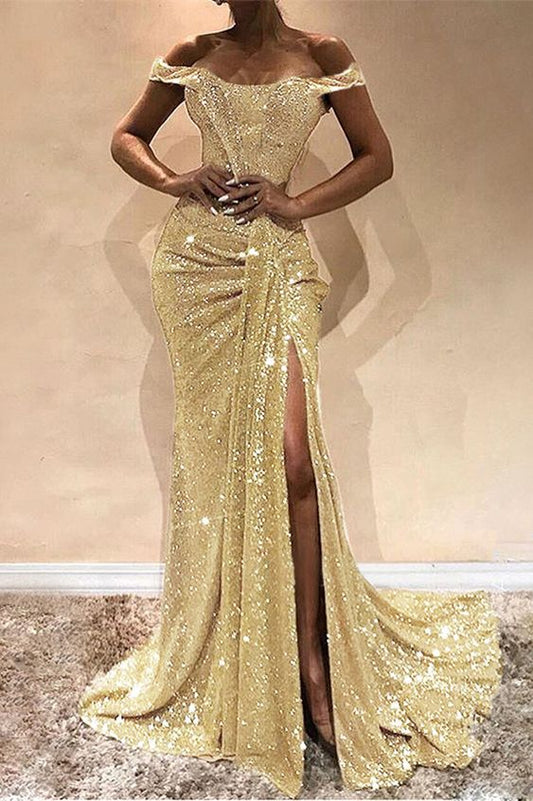 Sexy Slit sequin Prom Dresses evening Dresses    cg18652