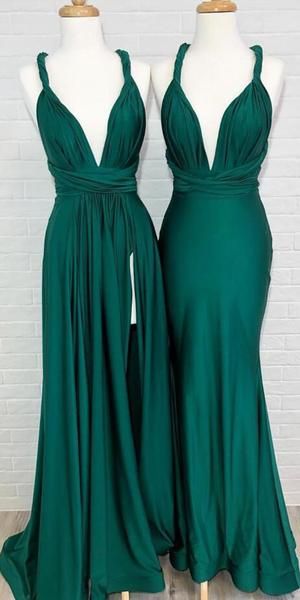 Teal Green Side Slit Cheap Long Bridesmaid prom Dresses cg1877