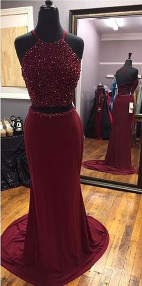 sexy two piece prom dresses with beaded for women cg1887
