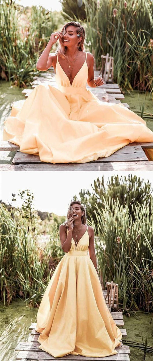 yellow Prom Dress Graduation Party Dresses, Prom Dresses For Teens   cg19016