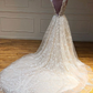 Deep V Neck and V Back Champagne Lace Long Wedding Dresses, Champagne Lace Prom Formal Evening Dresses   cg19655