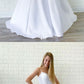 White satin long prom dress, white long evening dress cg2036