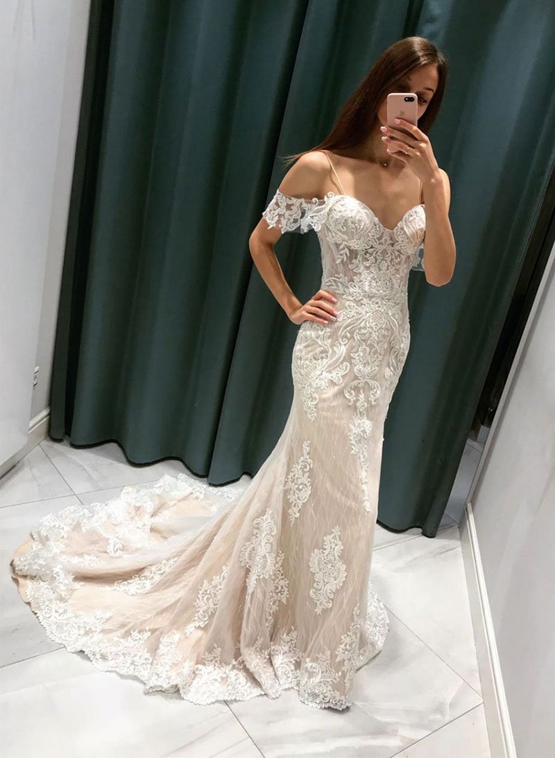 Mermaid tulle lace long prom dress, evening dress cg2086
