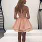 Long Sleeve Lace Homecoming Dress Tulle Zipper Back Party Dress cg209