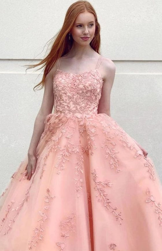 Pink prom dress, lovely prom dress, lace prom dress, prom dress for teens    cg22057