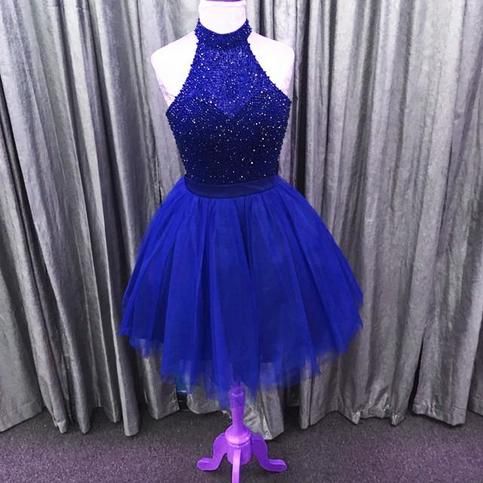 Sparkly beading halter tulle homecoming dress    cg22150