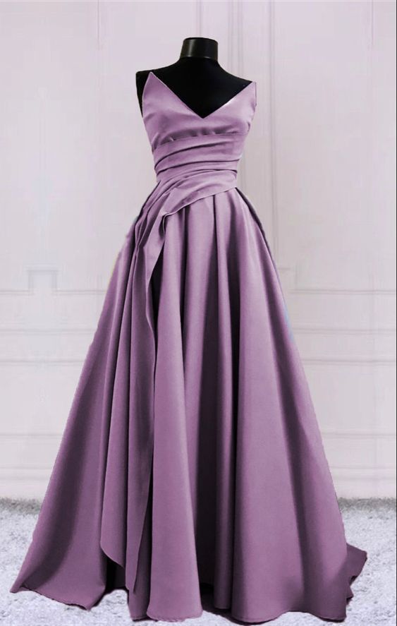 Simple long mauve prom dresses v neck split formal gown     cg23017