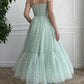 Green tulle short A line prom dress        cg23029
