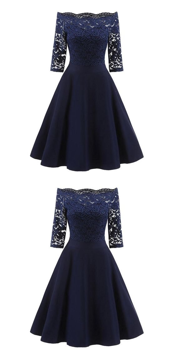 Perfect Navy Blue Homecoming Dress,Off The Shoulder Homecoming Dresses       cg23148