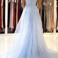 Blue lace long prom dress mermaid evening dress       cg23154