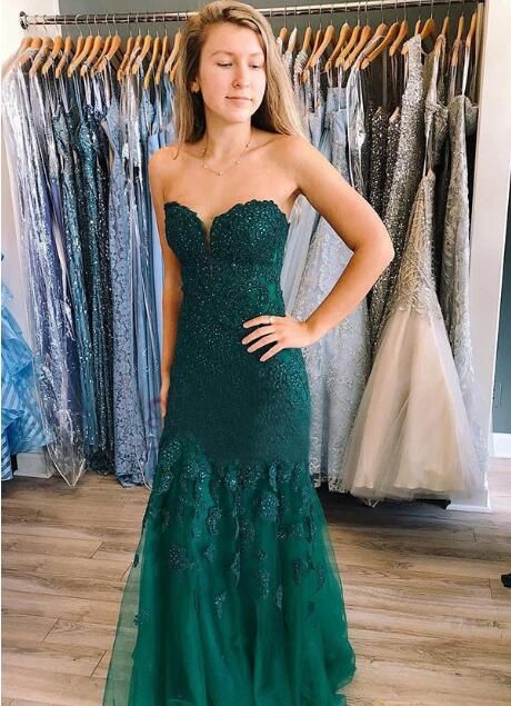 Gorgeous Sweetheart Strapless Mermaid Lace Prom Dress    cg23192
