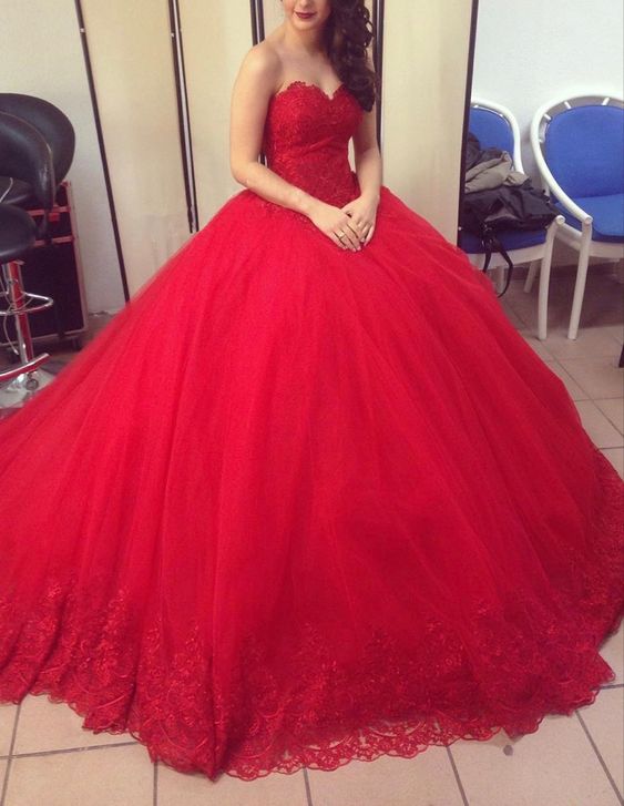 red corset wedding dresses lace strapless ball gown for women Prom Dresses     cg23202