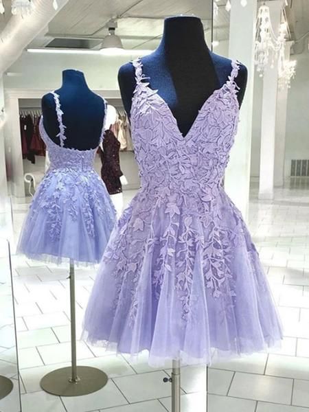 Purple Lace Formal Homecoming Dresses      cg23220