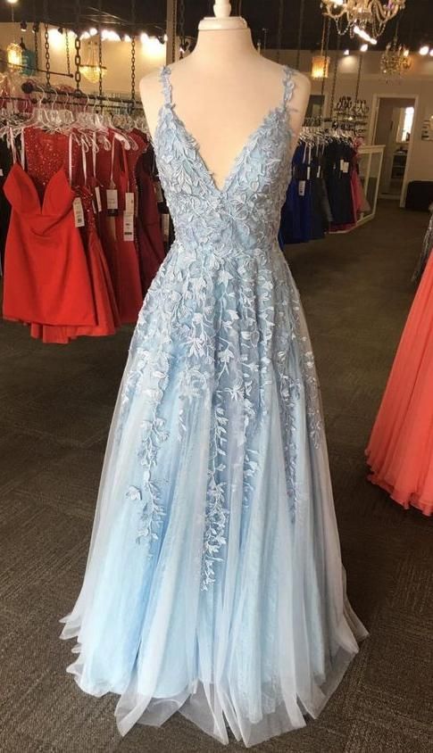 Light Blue Lace Prom Dress Evening Dress, Formal Dress, Graduation School Party Gown          cg23228