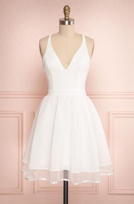 White Homecoming Dress,Short Party Dress     cg23242