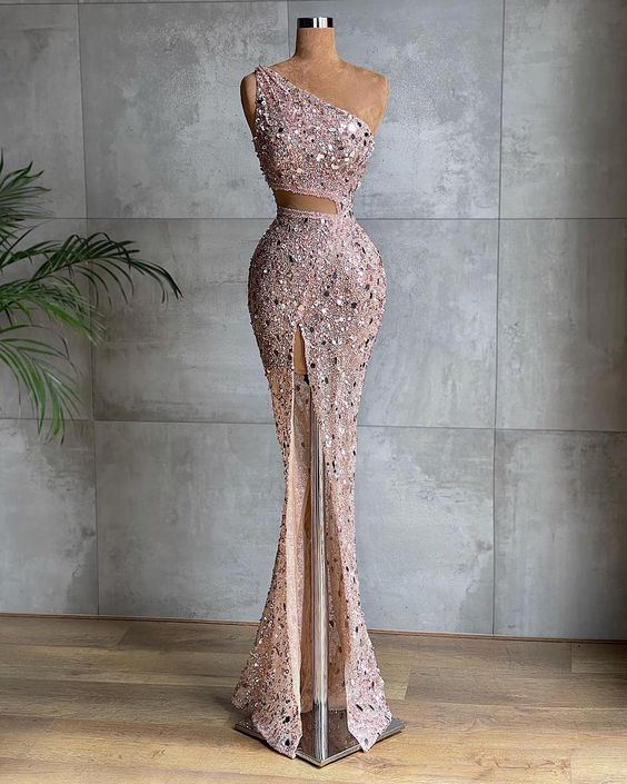 pink long prom dress, pink evening dress      cg23337