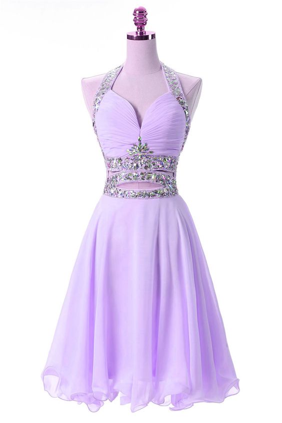 Lovely Lavender Chiffon Knee Length Party Dresses, Cute Teen Formal Dress, Homecoming Dresses         cg23338