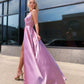 Simple pink satin long prom dress, pink long bridesmaid dress         cg23373