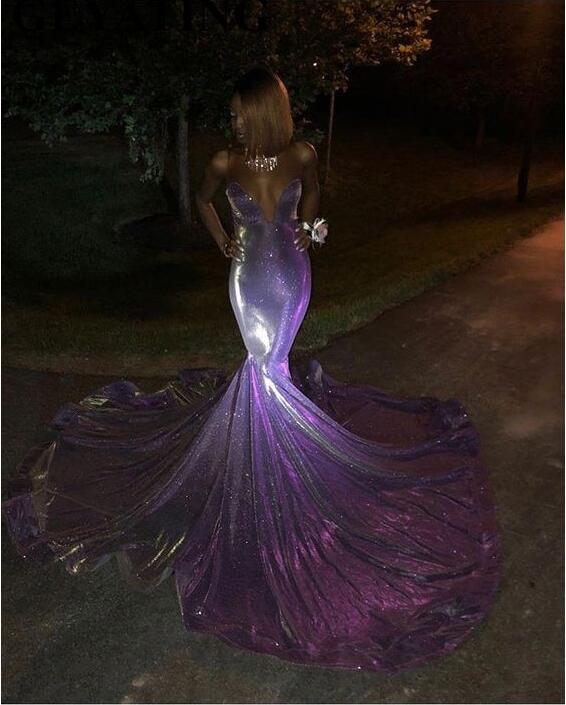 Glitter Long Mermaid Black Girl Prom Dresses        cg23407