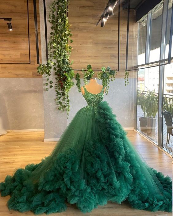 Chic ball gown green prom Dresses evening Dresses       cg23583