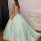 Elegant Crystal Embellished Tulle Ball Gown Prom Dresses       cg23669
