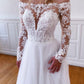 White lace tulle long prom dress, white lace tulle evening dress      cg23701