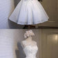 Glamorous A-Line Scoop Neckline Short Homecoming Dresses,White Homecoming Dresses With Sleeveless cg248