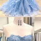 Chic Prom Dresses Sweetheart Sky Blue Ruffles Aline Lace Prom Dress  cg2673