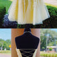 Halter Appliqued Yellow Homecoming Dress Short Dress with Beading Belt  cg2787