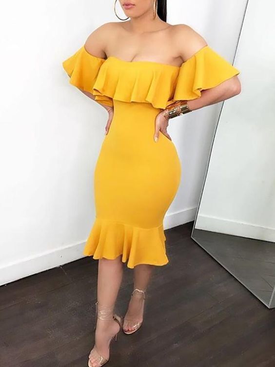 Sexy Flared Off Shoulder Bodycon homecoming Dress cg2967