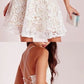 Modern White Lace Halter Sleeveless Criss-Cross Straps Short Homecoming dress cg3065
