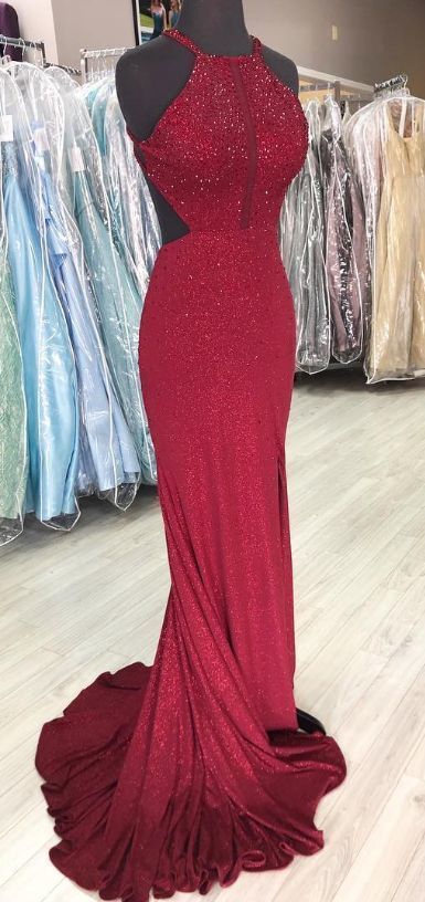 Gorgeous Mermaid Wine Red Long prom Evening Dress  cg3077
