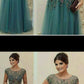 A-line Scoop Floor-length Short Tulle Prom Dress/Evening Dress cg3293